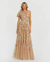 One Shoulder Embellished A-Line Gown