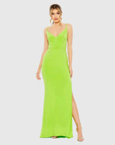 Rhinestone Embellished V-Neck Gown