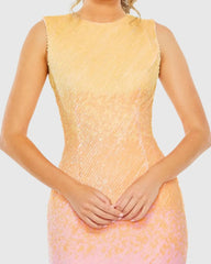 Multicolor High Neck Ombre Sequin Cocktail Dress