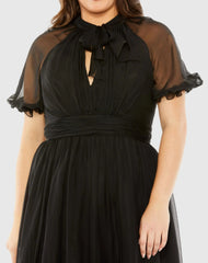 Black Sheer Puff Sleeve Dress