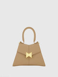 Angular Small Leather Handbag With Gold Hardware