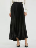 Ankle Length Pleated Satin Skirt